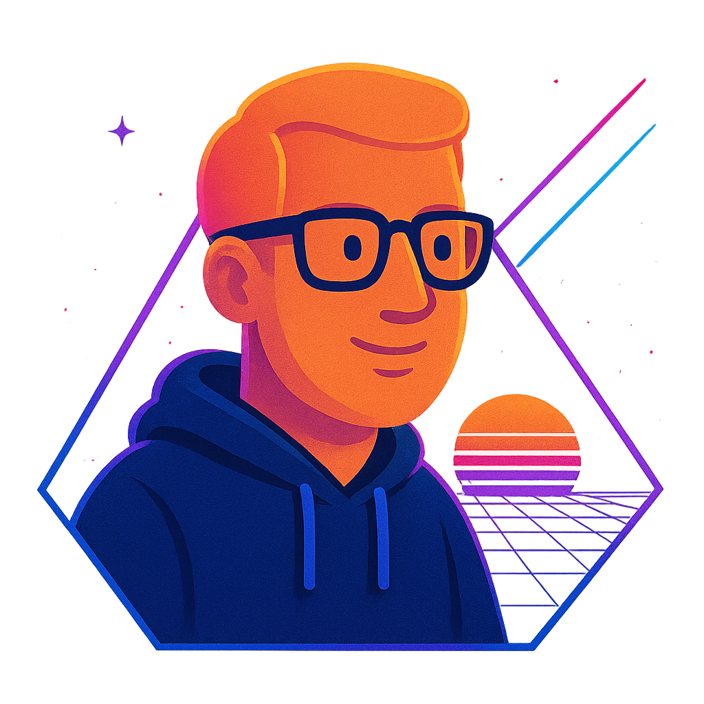 Retro neon avatar illustration of Cameron